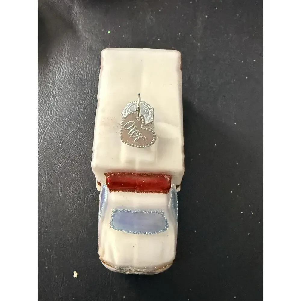 Old World Christmas Glass Ornaments School Bus Fire Truck Ambulance Double Bus